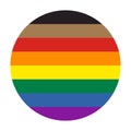 Circle Rainbow icon new Pride Flag with blanck and brown stripes. Symbol of LGBT community