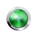 Circle realistic glossy green button. Vector illustration Eps10
