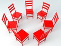 Circle of red chairs Royalty Free Stock Photo