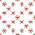 Circle with Red Heart vector family love colored seamless pattern Royalty Free Stock Photo