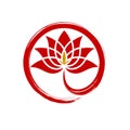 Circle red lotus diamond abstract logo