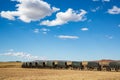 Circle of 64 replica Voortrekker wagons cast in bronze at Blood River Heritage Site, KwaZulu-Natal, South Africa Royalty Free Stock Photo