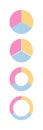 Circle and ring graph with tree segments. Piechart section template. Circular structure chart
