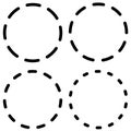 Circle ring icon outline stroke, circle template dotted line broken