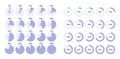 Circle and ring 100 percent loading template. Circular grey color progress bar. Violet round pie chart