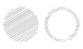 Circle and ring sketch, doodle, scrawl random lines vector elements. Squiggle, squiggly lines circles Royalty Free Stock Photo