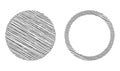 Circle and ring sketch, doodle, scrawl random lines vector elements. Squiggle, squiggly lines circles Royalty Free Stock Photo