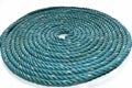 Circle Roll texture of old green nylon rope. Royalty Free Stock Photo