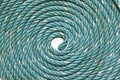 Circle Roll texture of old green nylon rope. Royalty Free Stock Photo