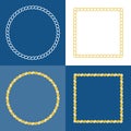 Circle rope frame border with navy blue background Royalty Free Stock Photo