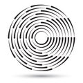 Circle with rotating lines as abstract dynamic icon or logo