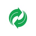 Circle rotation green recycle geometric symbol vector