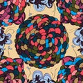 Circle round flower seamless pattern