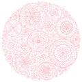 Circle of round lace doilies.