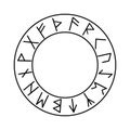 A circle in the Scandinavian runes, futhark, isolated on white