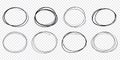Circle scrible circular frame, fast mark, pencil line doodle frame. Ring, oval sketch highlight sphere on transparent Royalty Free Stock Photo