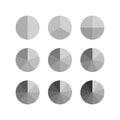 Circle section template in shades of gray colors. Circular structure chart. Piechart with segments and slices