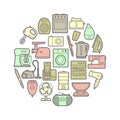 Circle set of silhouette home appliances icons
