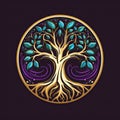 Circle shape ancient tree of Life logo Royalty Free Stock Photo