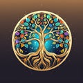 Circle shape ancient tree of Life logo Royalty Free Stock Photo