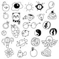 Cute Drawing Circle Shape Doodles Set