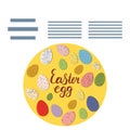 Circle shape with Easter decorated eggs and text frame. Royalty Free Stock Photo