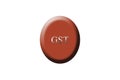 Circle shape with written GST isolated on black.Goods and service tax compulsory on every purchase in India.