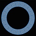 Circle shaped meander mosaic, frame in blue and white