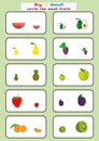 Circle the small fruits, Find Big or Small worksheet for kids, opposite. worksheet