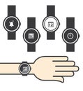 Circle Smartwatch with Icons Royalty Free Stock Photo