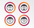Circle smile face icons. Happy, sad, cry. Royalty Free Stock Photo