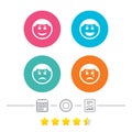 Circle smile face icons. Happy, sad, cry. Royalty Free Stock Photo