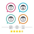 Circle smile face icons. Happy, sad, cry. Royalty Free Stock Photo