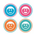 Circle smile face icons. Happy, sad, cry. Royalty Free Stock Photo