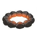 A Circle of Smooth Rocks and Fire in Cartoon Style for Campfire Designs on White Background Royalty Free Stock Photo