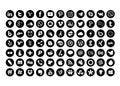 77 Circle Social Media Icons black.Isolated on white background. Royalty Free Stock Photo