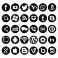 Circle Social Media Icons black vector illustration poster template