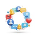 Circle of social media icons isolated on transparent background Royalty Free Stock Photo