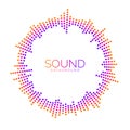 Circle sound wave visualisation. Dotted music player equalizer concept. Radial audio signal or vibration element. Voice Royalty Free Stock Photo