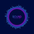 Circle sound wave visualisation. Music player equalizer. Radial audio signal or vibration element. Voice recognition