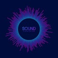 Circle sound wave visualisation. Pixel music player equaliser. Radial audio signal or vibration element. Voice