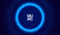 Circle sound wave visualisation. Pixel music player equaliser. Voice recognition. Radial audio signal or vibration element.