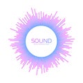 Circle sound wave visualisation. Pixelated music player equaliser. Radial audio signal or vibration element. Voice