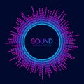 Circle sound wave visualisation. Pixelated music player equalizer. Radial audio signal or vibration element. Voice Royalty Free Stock Photo