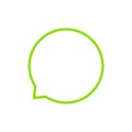 Circle speech bubble for message talk and copy space text, green speech bubble isolated on white, label speech bubble bright green
