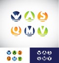 Circle sphere alphabet letter logo icon set Royalty Free Stock Photo