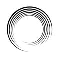 Circle spiral. Abstract helix. Circular radial boarder. Arc shape spin round. Swirl patern. Futuristic twirl ring with effect half