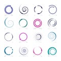 Circle and spiral design elements. Abstract color icons set Royalty Free Stock Photo