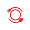 Circle spoon fork plate round logo vector Royalty Free Stock Photo