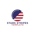 Circle stars and stripes logo design template